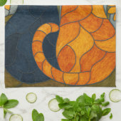 Buntglas-Katzen und Sonnenblumen-Kunstdesign Geschirrtuch (Gefaltet)