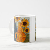 Buntglas-Katzen und Sonnenblumen-Kunstdesign Kaffeetasse (Vorderseite Links)