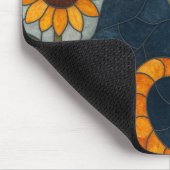 Buntglas-Katzen und Sonnenblumen-Kunstdesign Mousepad (Ecke)