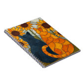 Buntglas-Katzen und Sonnenblumen-Kunstdesign Notizblock (Rechte Seite)