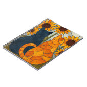 Buntglas-Katzen und Sonnenblumen-Kunstdesign Notizblock (Linke Seite)
