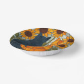 Buntglas-Katzen und Sonnenblumen-Kunstdesign Pappteller (Gewinkelt)