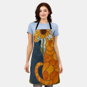 Buntglas-Katzen und Sonnenblumen-Kunstdesign Schürze (Getragen)