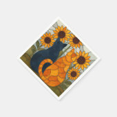 Buntglas-Katzen und Sonnenblumen-Kunstdesign Serviette (Ecke)
