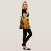 Buntglas-Katzen und Sonnenblumen-Kunstdesign Tasche (Am Model)