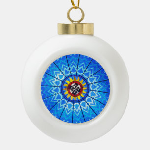 Buntglas Keramik Kugel-Ornament