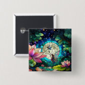 Buntglas Kleine Fee mit Libelle Button (Vorne & Hinten)