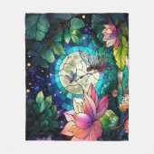 Buntglas Kleine Fee mit Libelle Fleecedecke (Vorderseite)