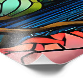 Buntglas Kleine Fee mit Libelle Fotodruck (Ecke)