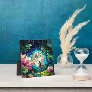 Buntglas Kleine Fee mit Libelle Fotoplatte