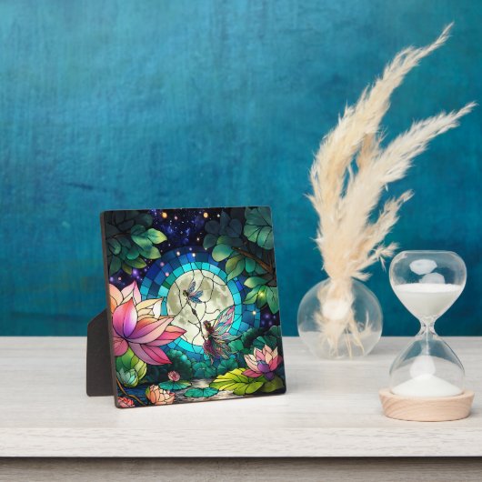 Buntglas Kleine Fee mit Libelle Fotoplatte (InSitu)