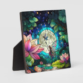 Buntglas Kleine Fee mit Libelle Fotoplatte (Vorderseite)