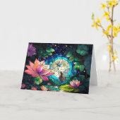 Buntglas-Kleine Fee mit Libelle Karte (Gelbe Blume)