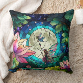 Buntglas Kleine Fee mit Libelle Kissen (Decke)