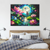 Buntglas-Kleine Fee mit Libelle Leinwanddruck (Insitu (Schlafzimmer))