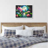 Buntglas-Kleine Fee mit Libelle Leinwanddruck (Insitu (Schlafzimmer))