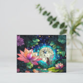 Buntglas Kleine Fee mit Libelle Postkarte (Stehend Vorderseite)