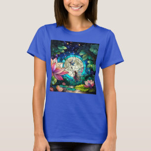 Buntglas-Kleine Fee mit Libelle T-Shirt