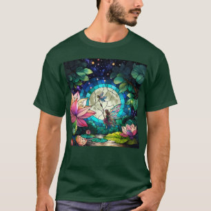 Buntglas Kleine Fee mit Libelle T-Shirt