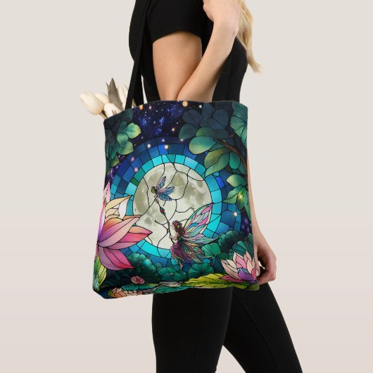 Buntglas Kleine Fee mit Libelle Tasche (Von Nahem)