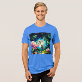 Buntglas-Kleine Fee mit Libelle Tri-Blend Shirt (Vorderseite voll)