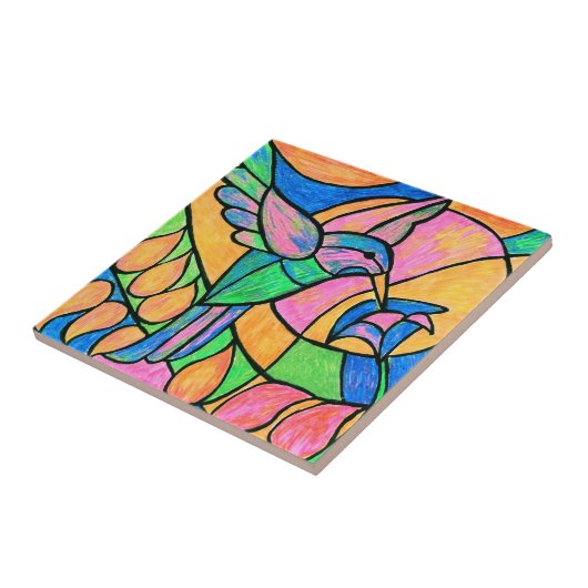 Buntglas-Kolibri-Fliese Fliese (Seite)