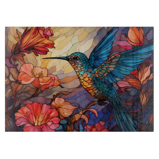 Buntglas Kolibri Schneidebrett (Vorderseite)