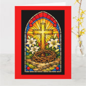 Buntglas Kreuz & Lilien Karte (Gelbe Blume)