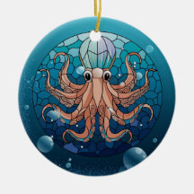Buntglas Kunst, Buntglas Oktopus