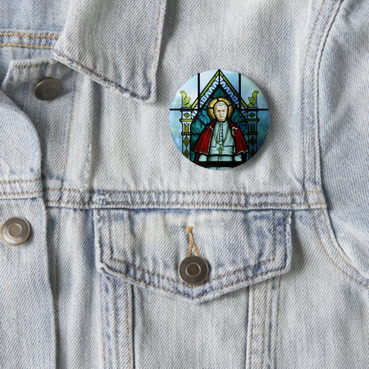 Buntglas-Kunst Papst-Saint Pius X Button (Beispiel)