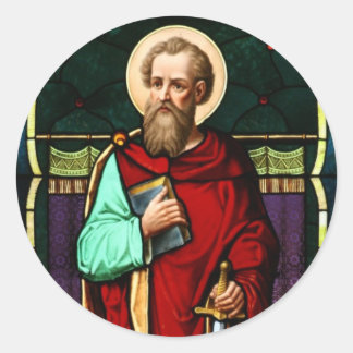 Buntglas-Kunst Saint Paul (Paul der Apostel) Runder Aufkleber