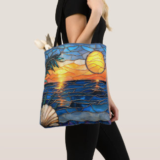 Buntglas-Küsten-Sonnenuntergangs-Tasche Tasche