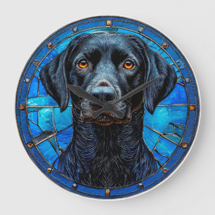Buntglas-Labrador Große Wanduhr