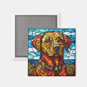 Buntglas-Labrador-Hund Magnet (Vorderseite/Rückseite)