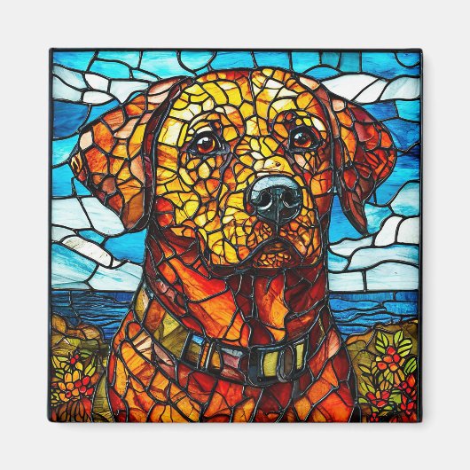 Buntglas-Labrador-Hund Magnet (Vorne)
