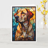 Buntglas-Labrador Retriever-Hund Karte (Gelbe Blume)