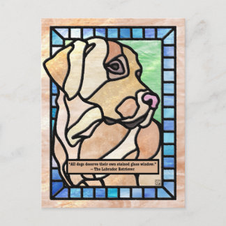 Buntglas-Labrador-Retriever-Hund-Postkarten Feiertagspostkarte