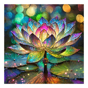 Buntglas Lebendige Lotusblume Fotodruck