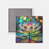Buntglas Lebendige Lotusblume Magnet (Vorderseite/Rückseite)