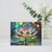 Buntglas Lebendige Lotusblume Postkarte (Stehend Vorderseite)