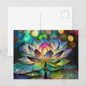 Buntglas Lebendige Lotusblume Postkarte (Vorne/Hinten)