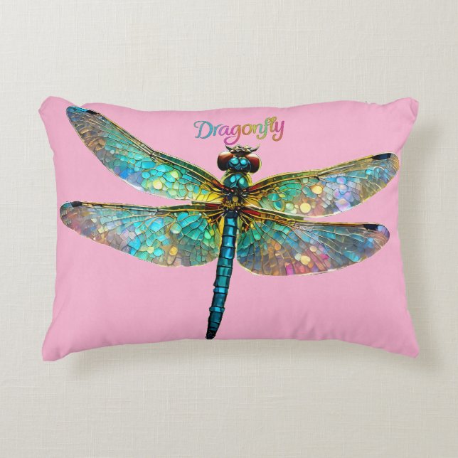Buntglas Libelle Dekokissen (Vorderseite)