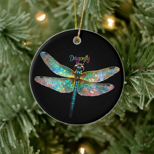 Buntglas Libelle Keramik Ornament (Baum)