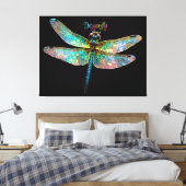 Buntglas Libelle Leinwanddruck (Insitu (Schlafzimmer))
