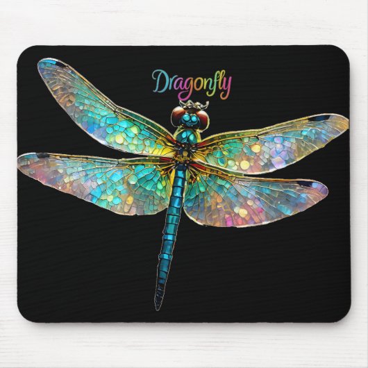 Buntglas Libelle Mousepad (Vorne)