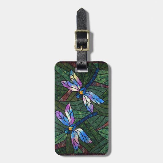Buntglas-Libellen Gepäckanhänger (Vorderseite vertikal)