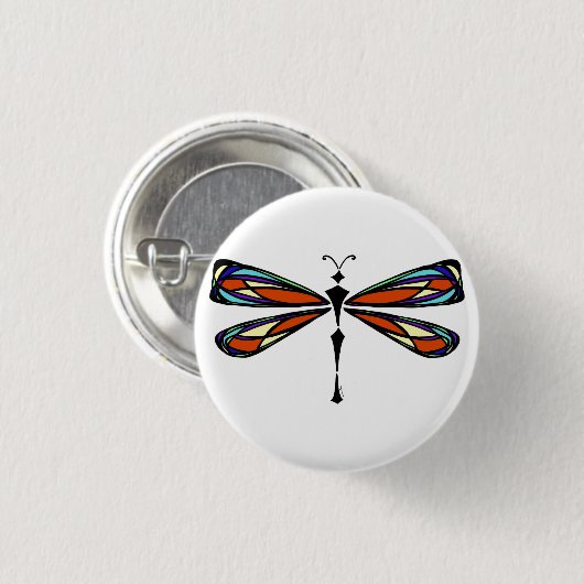 Buntglas-Libellen-Knopf Button (Vorne & Hinten)