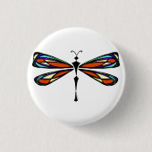 Buntglas-Libellen-Knopf Button (Vorderseite)