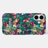 Buntglas lila floral Case-Mate iPhone hülle (Rückseite (Horizontal))
