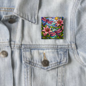 Buntglas-Lilien und Libellen Rosa Button (Beispiel)